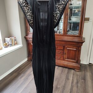 Ramy Brook Black Jumpsuit with Embroidered Sleeves